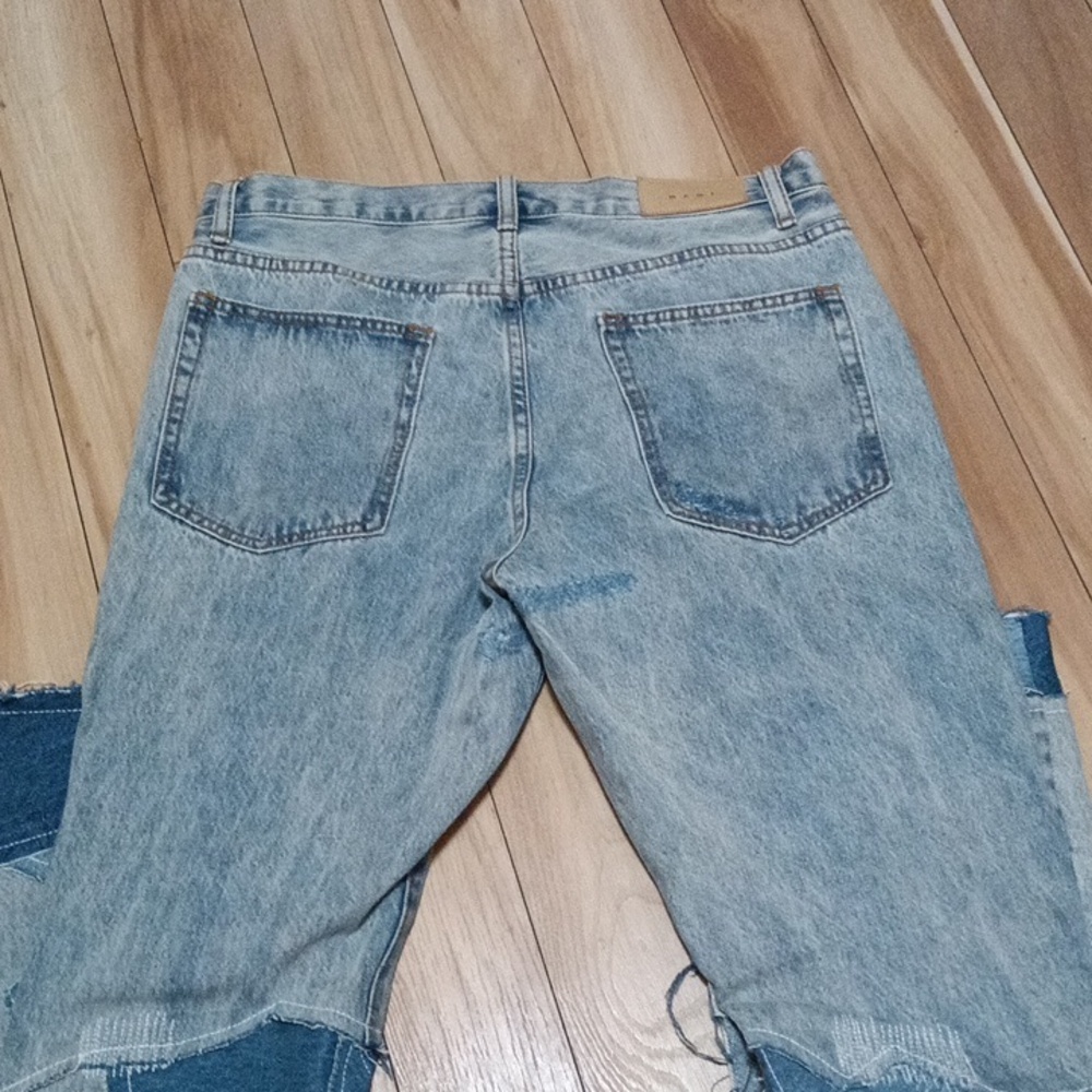 Patchwork Denim Jeans/ Button Fly - image 5